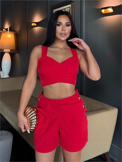 Alina Şortlu Takım Kırmızı