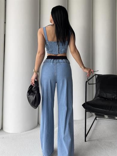 Alix Denim Büstiyerli Takım Mavi