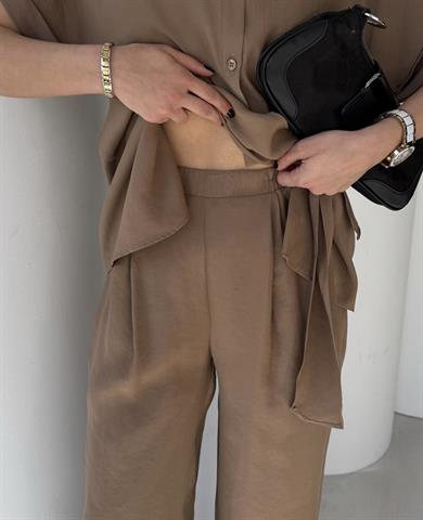 Asos Yandan Bağlama Detaylı Takım Kahve
