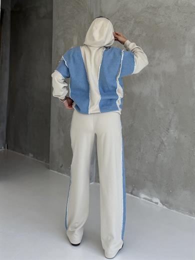 Aspova Denim Detaylı Spor Takım Bej