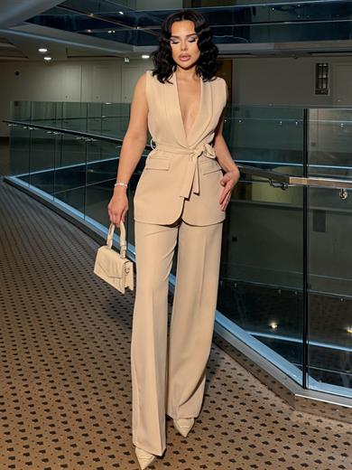 Atlans Yelekli Takım Bej 