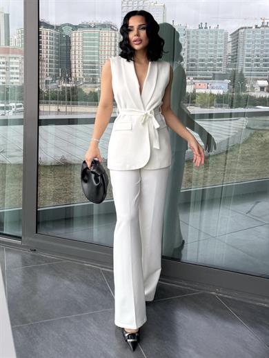 Atlans Yelekli Takım Beyaz 