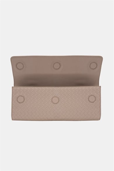 Aurelia Clutch - Kadın Clutch Çanta Örgü Dokulu Zarif El Çantası Krem