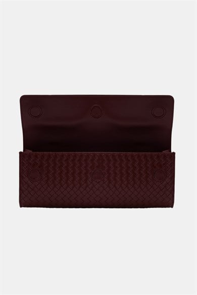 Aurelia Clutch - Kadın Clutch Çanta Örgü Dokulu Zarif El Çantası Bordo