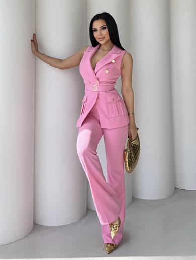 Balmein Gold Kemer Detaylı Takım Pembe