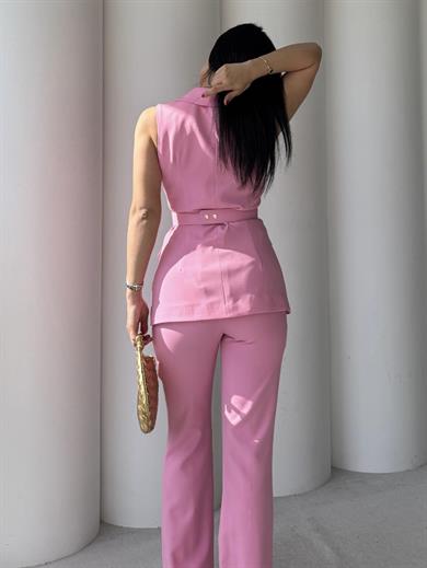 Balmein Gold Kemer Detaylı Takım Pembe