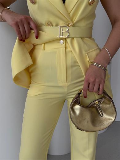 Balmein Gold Kemer Detaylı Takım Sarı