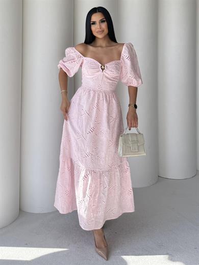 Barbies Gold Toka Detaylı Elbise Pembe