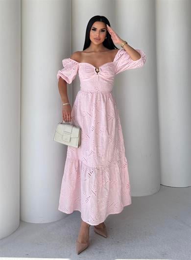 Barbies Gold Toka Detaylı Elbise Pembe