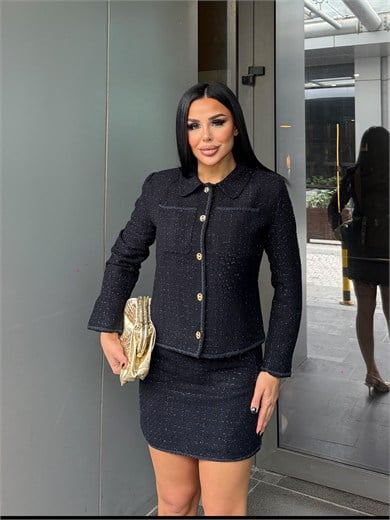 Blush Tasarım Etekli Takım Lacivert