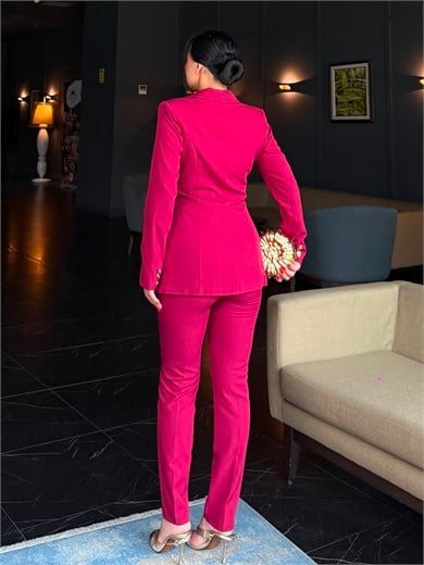 Chares Broş Detaylı Takım Bordo