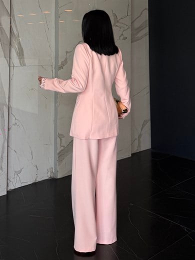 Chars Dantel Detaylı Takım Pembe