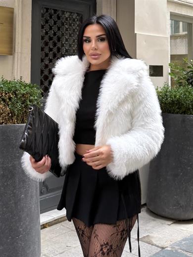 Crop Mini Kürk Beyaz