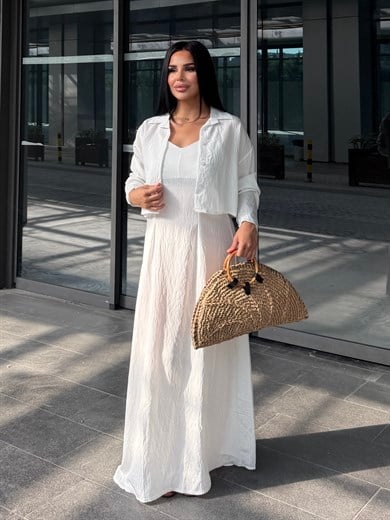 Crush Gömlek Detaylı Elbise Beyaz