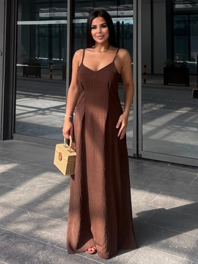 Crush Gömlek Detaylı Elbise Kahve