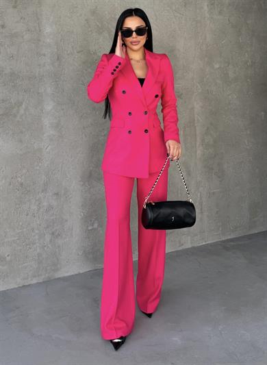 Daffes Düğme Detaylı Takım Pembe