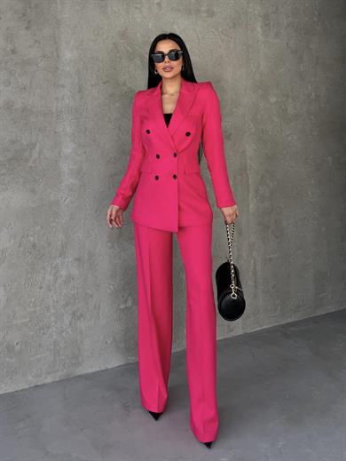 Daffes Düğme Detaylı Takım Pembe