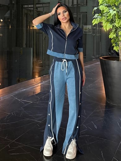 Denisa Denim Detaylı Spor Takım Lacivert