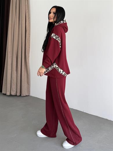 Diesa Leopar Desen Detaylı Modal Takım Bordo