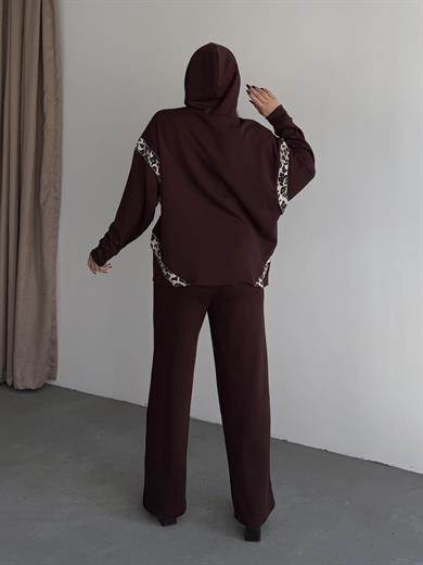 Diesa Leopar Desen Detaylı Modal Takım Kahve