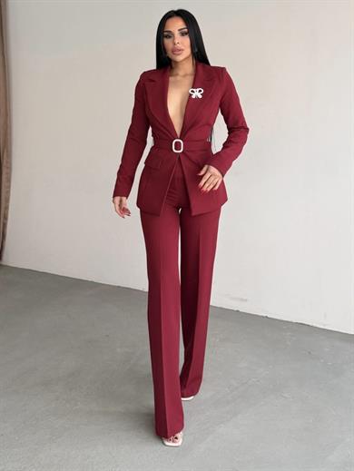 Dirona Kemer Detaylı Takım Bordo