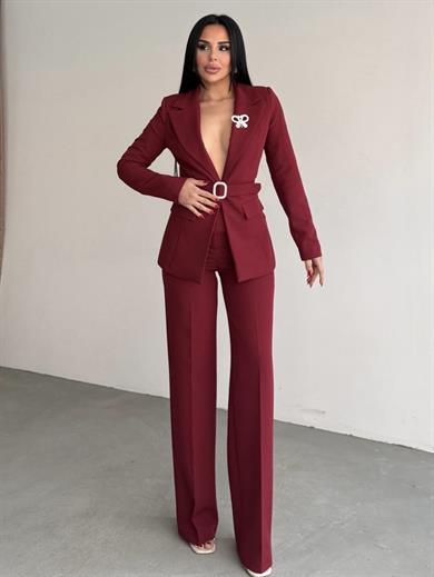 Dirona Kemer Detaylı Takım Bordo