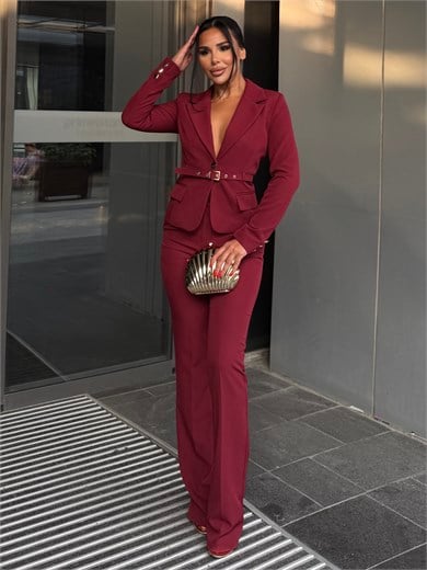 Divan Kemer Detaylı Takım Bordo
