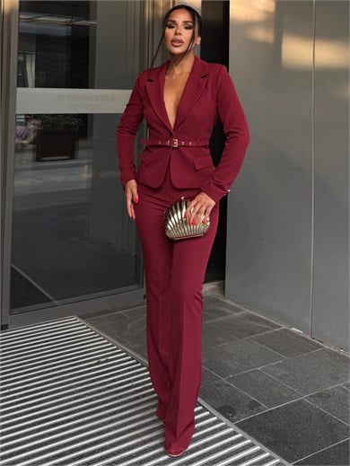Divan Kemer Detaylı Takım Bordo
