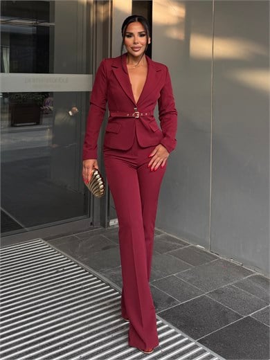Divan Kemer Detaylı Takım Bordo