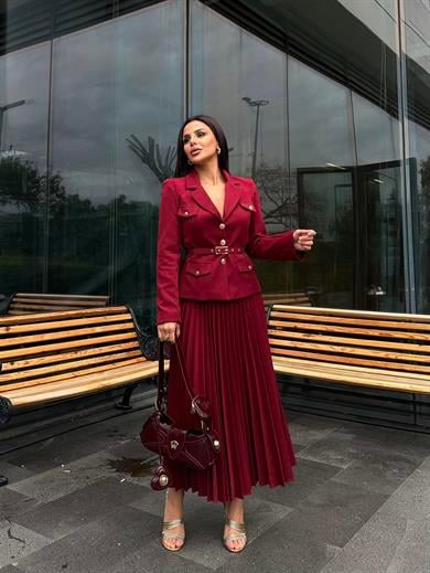 Flue Etek Ceket Tasarım Takım Bordo