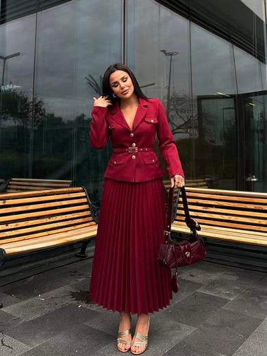 Flue Etek Ceket Tasarım Takım Bordo