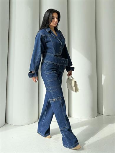 Kelsey Tasarım Denim Takım Mavi