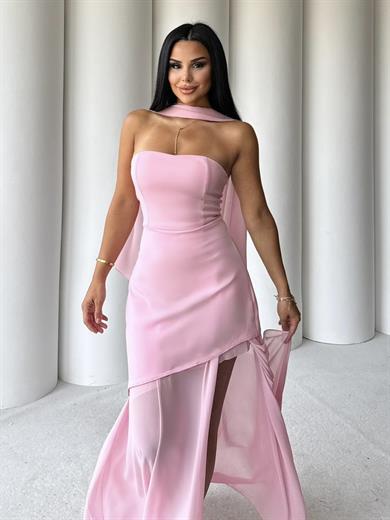 Girnes Uzun Elbise Pembe