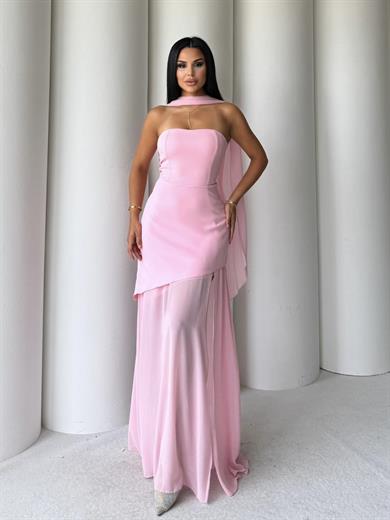 Girnes Uzun Elbise Pembe