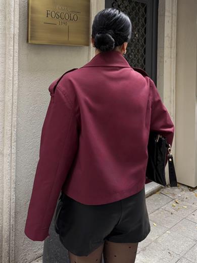 Gloria Kısa Trenç Bordo