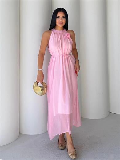 Holly Çiçek Detaylı Elbise Pembe