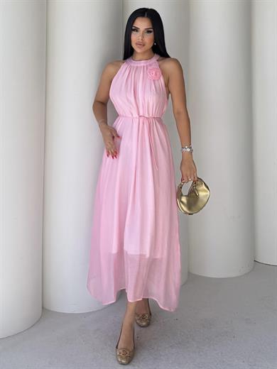 Holly Çiçek Detaylı Elbise Pembe