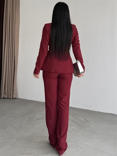Hubby Taş Detaylı Takım Bordo