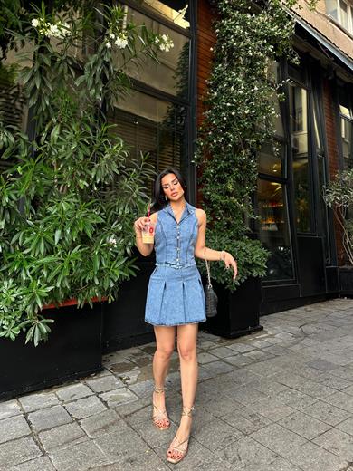 Huston Denim Etekli Takım Mavi