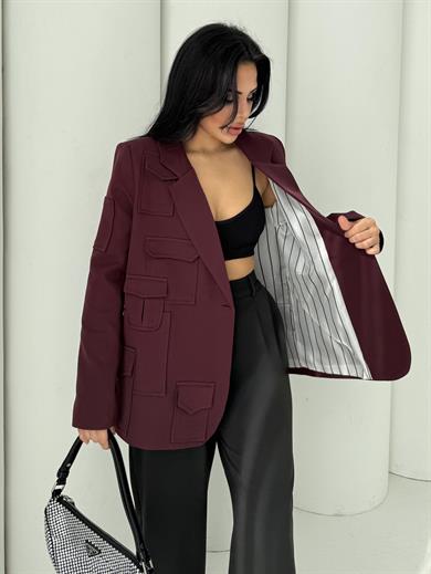 İndia Tasarım Blazer Ceket Bordo