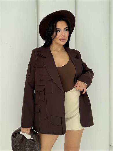 İndia Tasarım Blazer Ceket Kahve