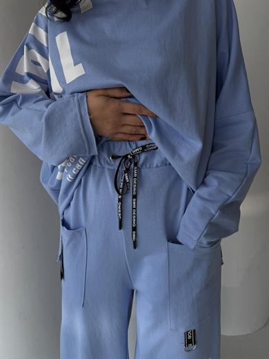 İntel Yazı Detaylı Oversize Spor Takım Bebe Mavi 