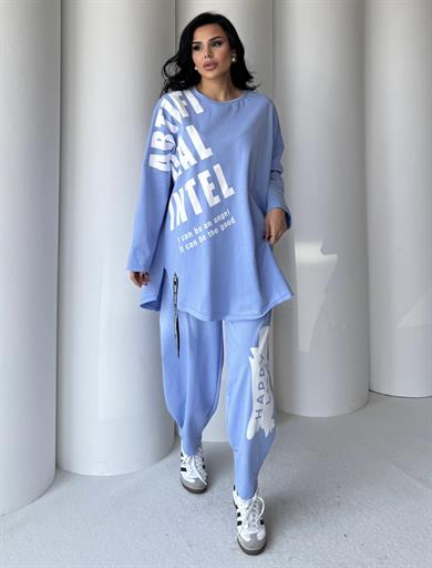İntel Yazı Detaylı Oversize Spor Takım Bebe Mavi 
