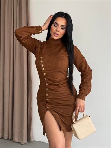 Joix Süet Elbise Kahve