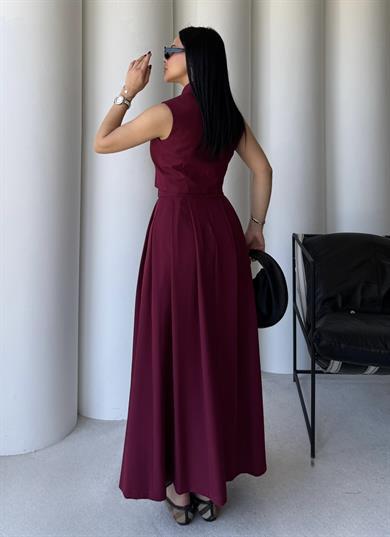 Jozi Yelek Etekli Takım Bordo