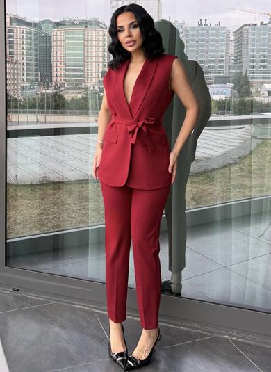 Karolin Yelekli Takım Bordo