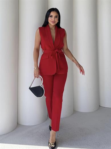 Karolin Yelekli Takım Kırmızı