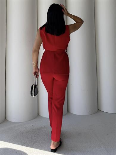 Karolin Yelekli Takım Kırmızı