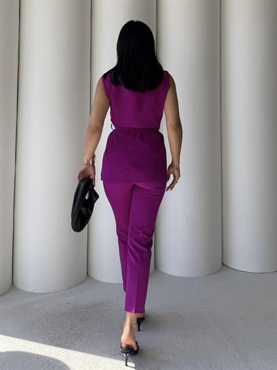 Karolin Yelekli Takım Mürdüm