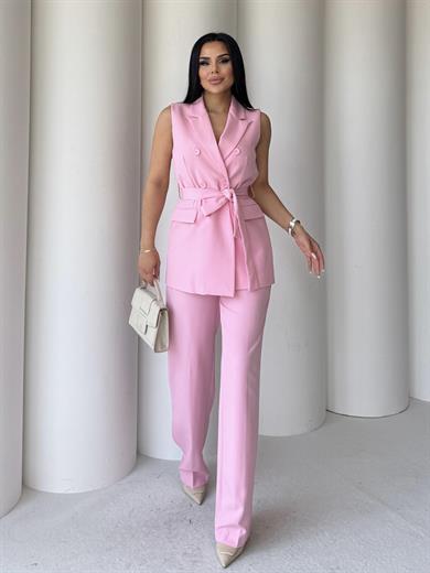 Katy İkili Yelekli Takım Pembe